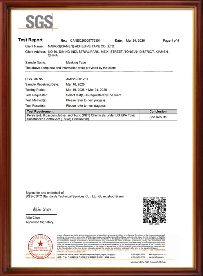 TSCA Test Report(Masking Tape )